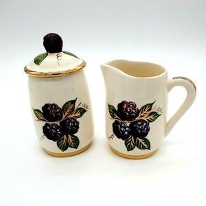 Creamer Jam Sugar Jar Vintage Knotts Berry Farm Buena Park CA Hand Painted Berry